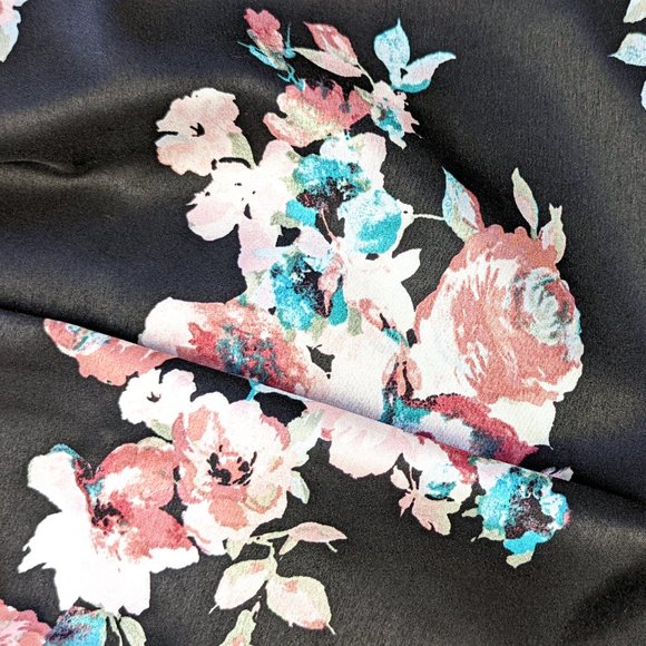 Sequin Hearts Floral Print Formal Fancy Prom Skirt Black Junior's Size 11 - Picture 3 of 4